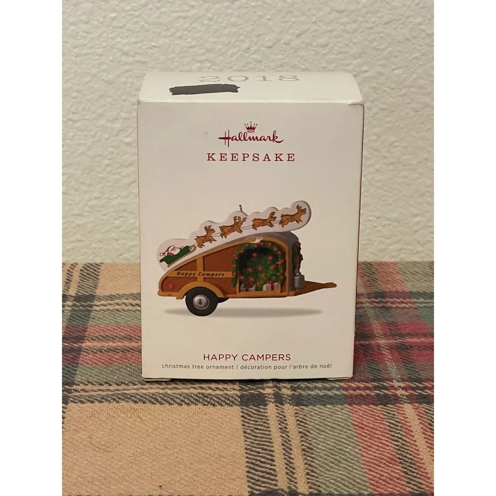 Hallmark Keepsake Happy‎ Campers Ornament 2018 Brown Excellent Teardrop Trailer